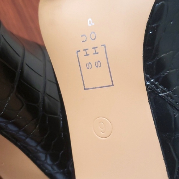 Shu Shop Black Croc Fitted Over-Knee Pointed Heeled Boots Women's Size 9 - Picture 10 of 17